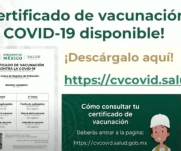 Certificado de vacunación contra Covid-19 ya está disponible: Salud Certificado de vacunación contra Covid-19 ya está disponible: Salud