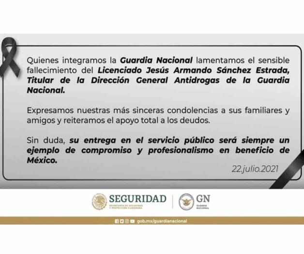 Fallece titular de la Dirección Antidrogas de la Guardia Nacional Fallece titular de la Dirección Antidrogas de la Guardia Nacional