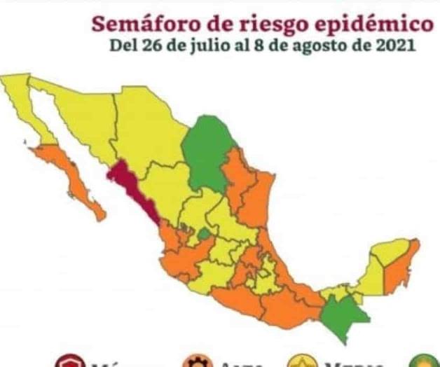 Suman 15 estados en amarillo, 13 en naranja