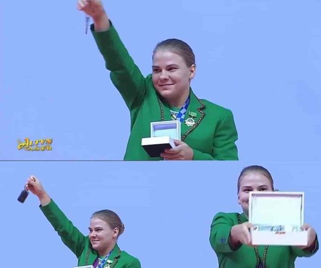 Entregan premio a primera medallista de Turkmenistán