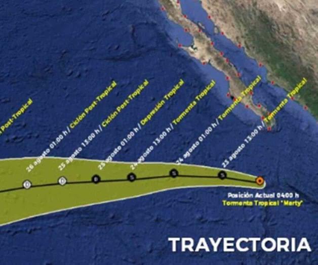 Tormenta tropical Marty provocará lluvias fuertes en BCS