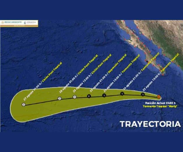 Tormenta tropical Marty provocará lluvias fuertes en BCS