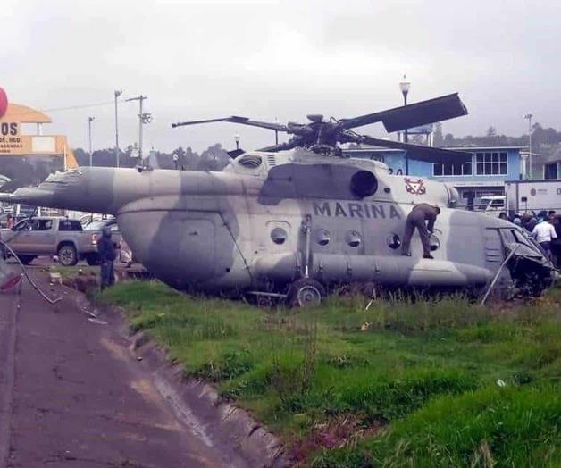 Cae helicóptero de Marina en Agua Blanca, Hidalgo