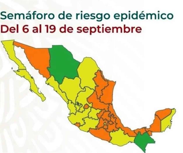 Ninguna entidad en color rojo del Semáforo Covid nacional Ninguna entidad en color rojo del Semáforo Covid nacional