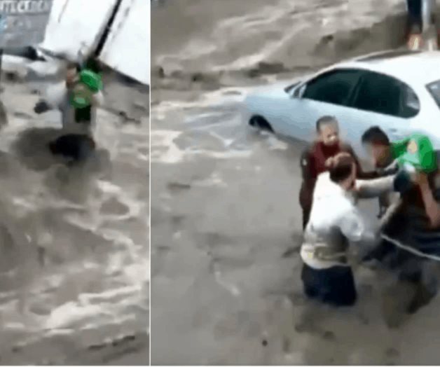Arrastrado por la corriente, vecinos salvan a bebé en calles de Ecatepec