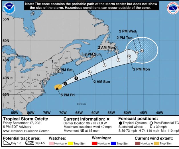 Se forma la tormenta tropical Odette en el océano Atlántico