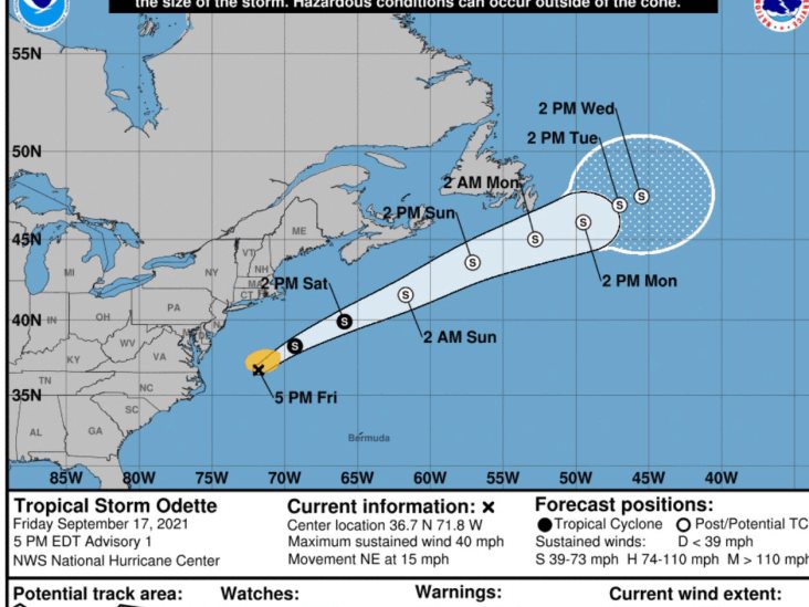 Se forma la tormenta tropical Odette en el océano Atlántico Se forma la tormenta tropical Odette en el océano Atlántico