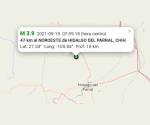 Registra sismo de 3.9 grados al noroeste de parral