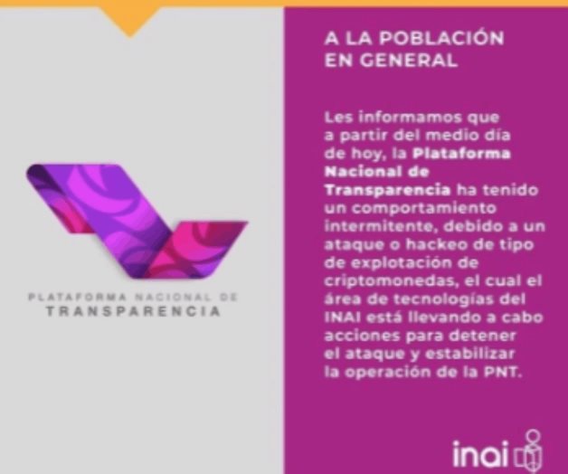 Hackean Plataforma Nacional de Transparencia, reporta INAI