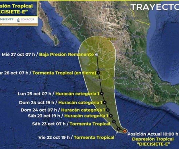 Se forma depresión tropical diecisiete-E en Guerrero