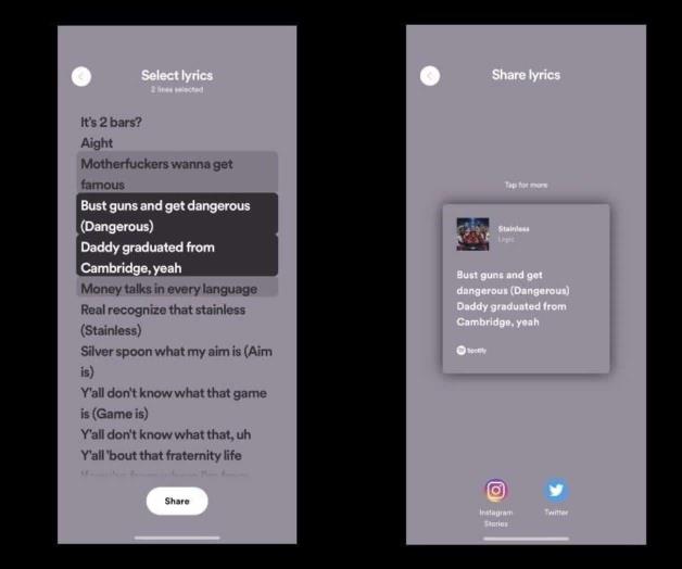Permite Spotify compartir letras de canciones
