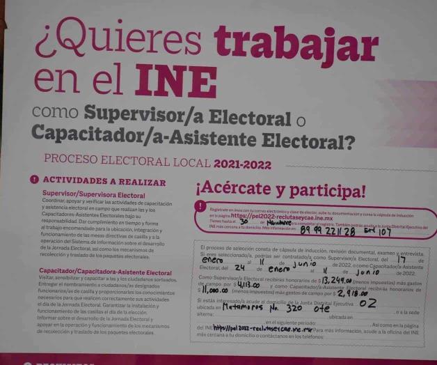 ¿Buscas empleo?... INE ofrece $17 mil mensuales