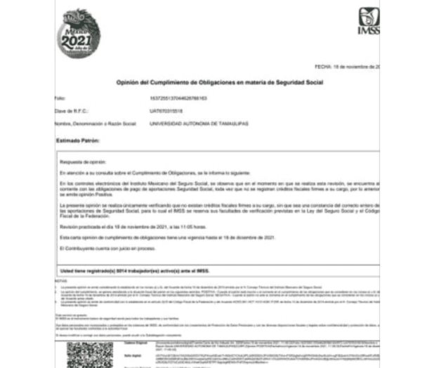 El IMSS expide carta de ‘no adeudo’ a UAT El IMSS expide carta de ‘no adeudo’ a UAT