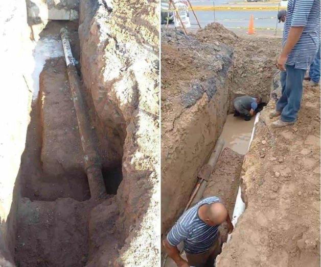 Reparan fuga en línea de agua y restablecen servicio