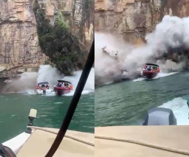 Cae roca sobre 2 botes, 6 mueren