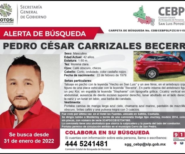 Emiten alerta de búsqueda por “El Mijis”, desaparecido desde el 31 de enero