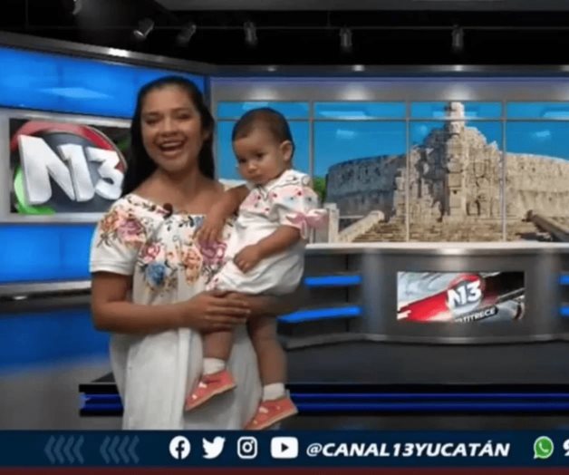 Conductora de TV en Yucatán sale al aire con bebé en brazos