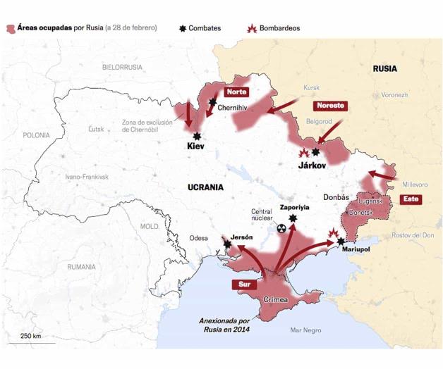 Mapa del avance ruso hoy en Ucrania: las tropas se concentran cerca de Kiev