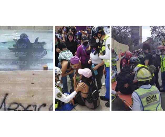 Mujeres heridas tras romper vidrio