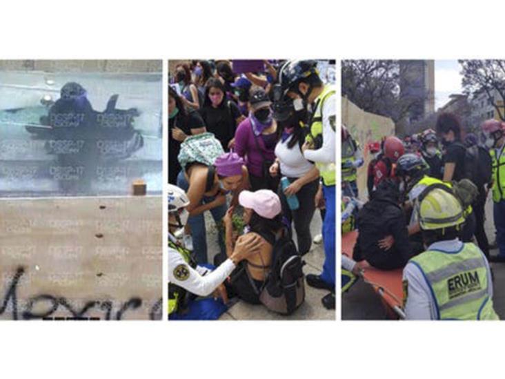 Mujeres heridas tras romper vidrio Mujeres heridas tras romper vidrio