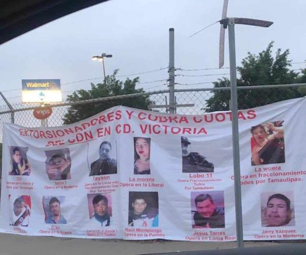 Exhiben en mantas a rivales en Victoria