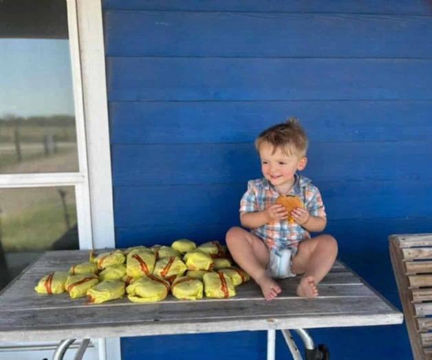 Compra hamburguesas con teléfono de mamá