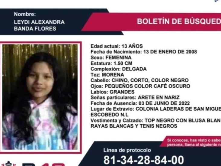 Buscan a menor de 13 años en Escobedo, Nuevo León Buscan a menor de 13 años en Escobedo, Nuevo León