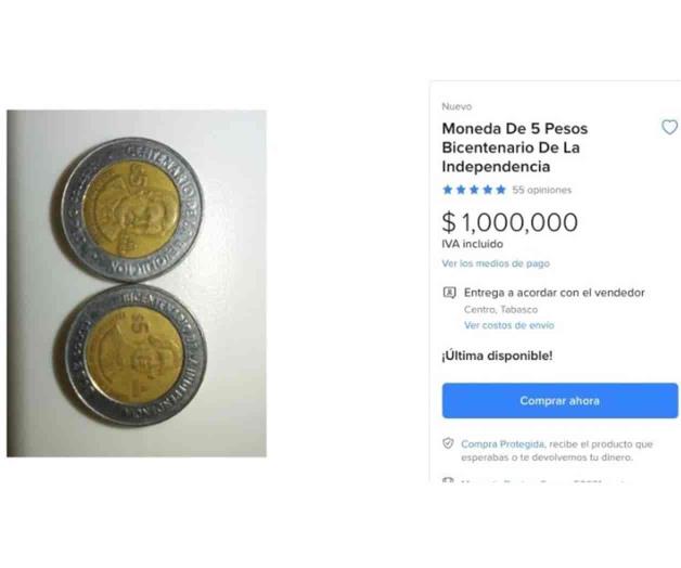 Venden monedas conmemorativas de 5 pesos… ¡en un millón!