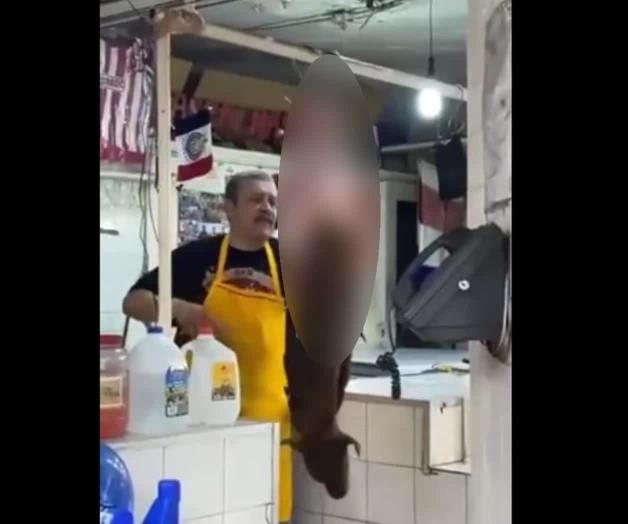 Captan a carnicero desollando a perro en mercado de Sonora Captan a carnicero desollando a perro en mercado de Sonora
