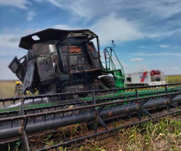 Se incendia trilladora