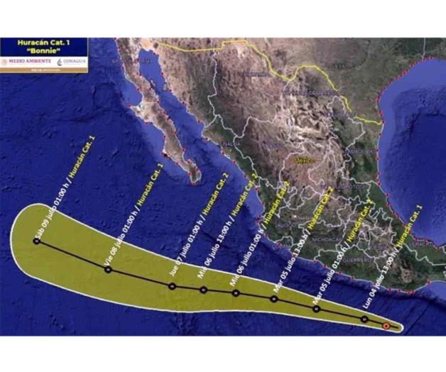 Alertan por lluvias asociadas al huracán Bonnie