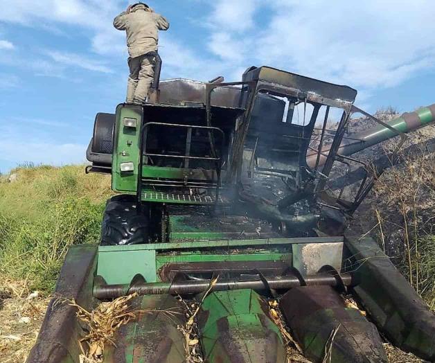 Se incendia trilladora