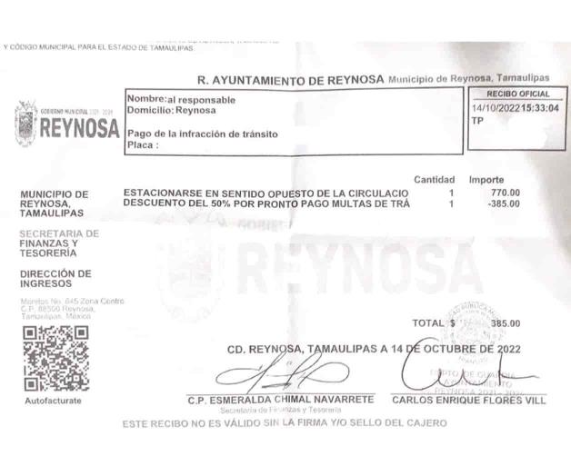 Cae primera víctima de cambios en reglamento de Tránsito