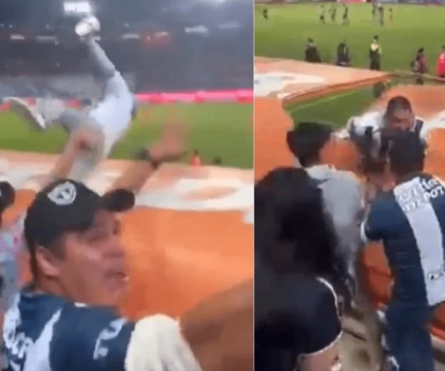 Aficionado del Pachuca se lanza contra la banca y cae sobre jugadores