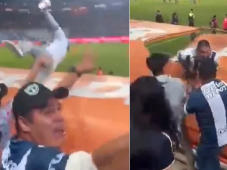 Aficionado del Pachuca se lanza contra la banca y cae sobre jugadores Aficionado del Pachuca se lanza contra la banca y cae sobre jugadores