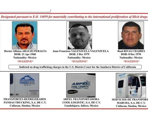 Congelan activos a cabecillas de célula del Cártel de Sinaloa