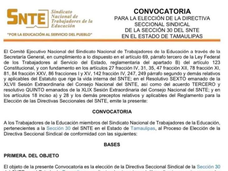 Emiten convocatoria para renovar dirigencia magisterial Emiten convocatoria para renovar dirigencia magisterial