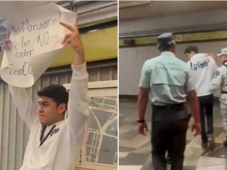 Suspenden a elementos de GN que detuvieron a manifestante en el Metro Suspenden a elementos de GN que detuvieron a manifestante en el Metro