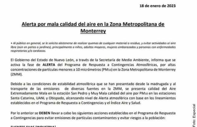 Lanza Estado alerta ambiental