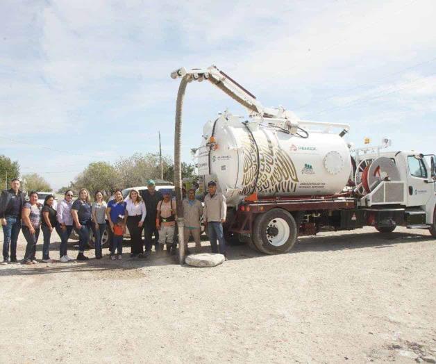Desazolva camión vactor red de drenaje sanitario en San Fernando