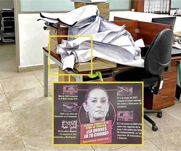 Hallan a Cuevas panfletos contra Claudia Sheinbaum Hallan a Cuevas panfletos contra Claudia Sheinbaum