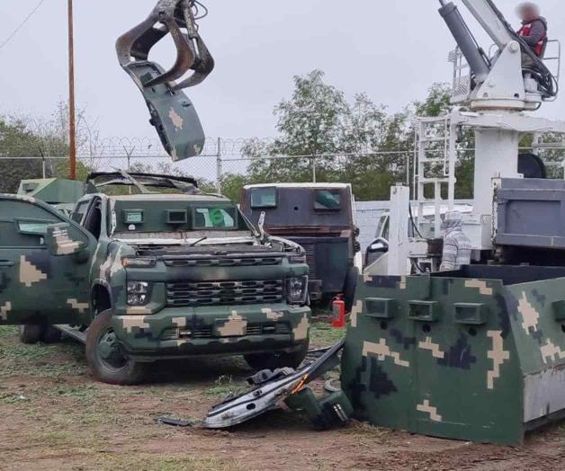 Destruye FGR vehículos con blindaje artesanal