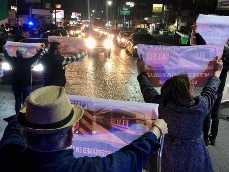 Protestan, otra vez, en Av. Miguel Alemán contra Línea 6 Protestan, otra vez, en Av. Miguel Alemán contra Línea 6