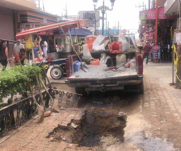 Incomoda obra en la Peatonal
