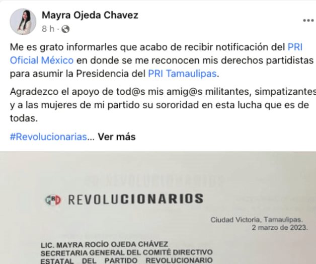 Designa el PRI a nueva presidenta