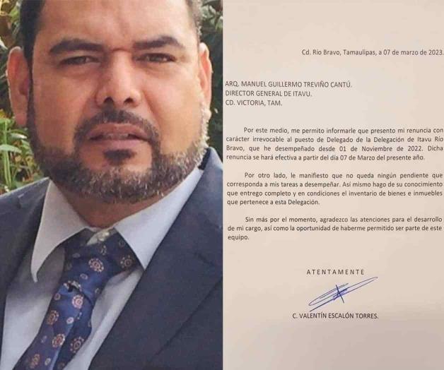 Renuncia delegado de Itavu de Río Bravo