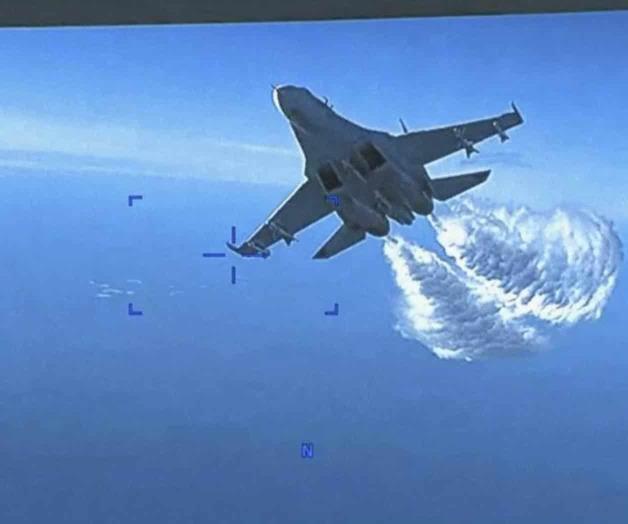 Pentágono muestra video de incidente de caza ruso, dron EEUU
