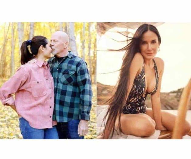 Esposa de Bruce Willis reacciona a foto al lado de su ex Demi Moore