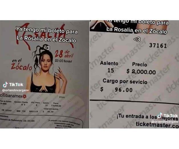 Presume boleto para Rosalía…