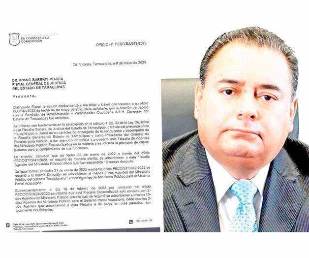 Fiscal Anticorrupción de Tamaulipas pide guaruras, armas y camioneta blindada